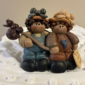 Handcrafted Ceramic Best Friends Folk Figurine